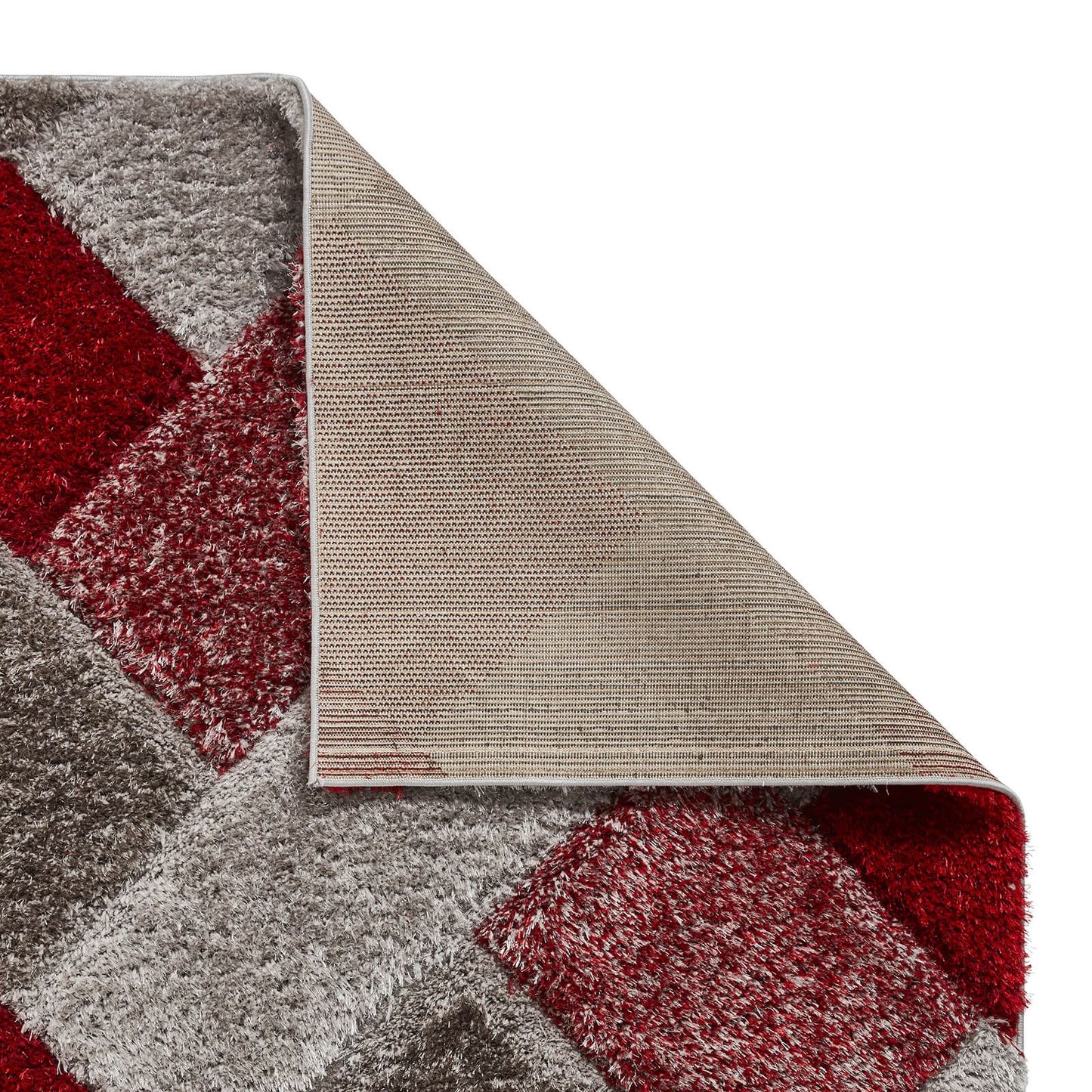 Olympia 2239 Grey/Red Shaggy Rug