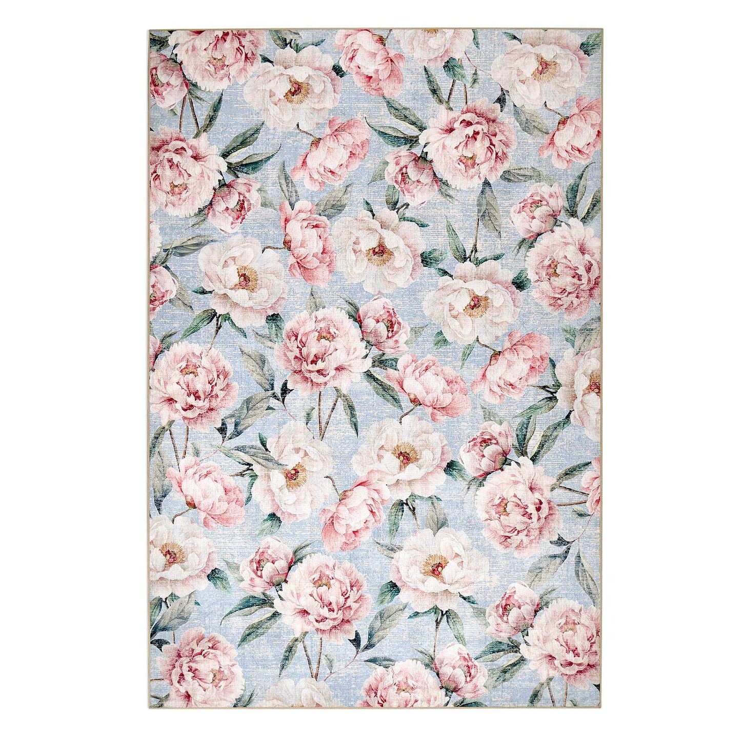 Hug Rug Eco-Washable Blooming Peonies Powder Blue Rug