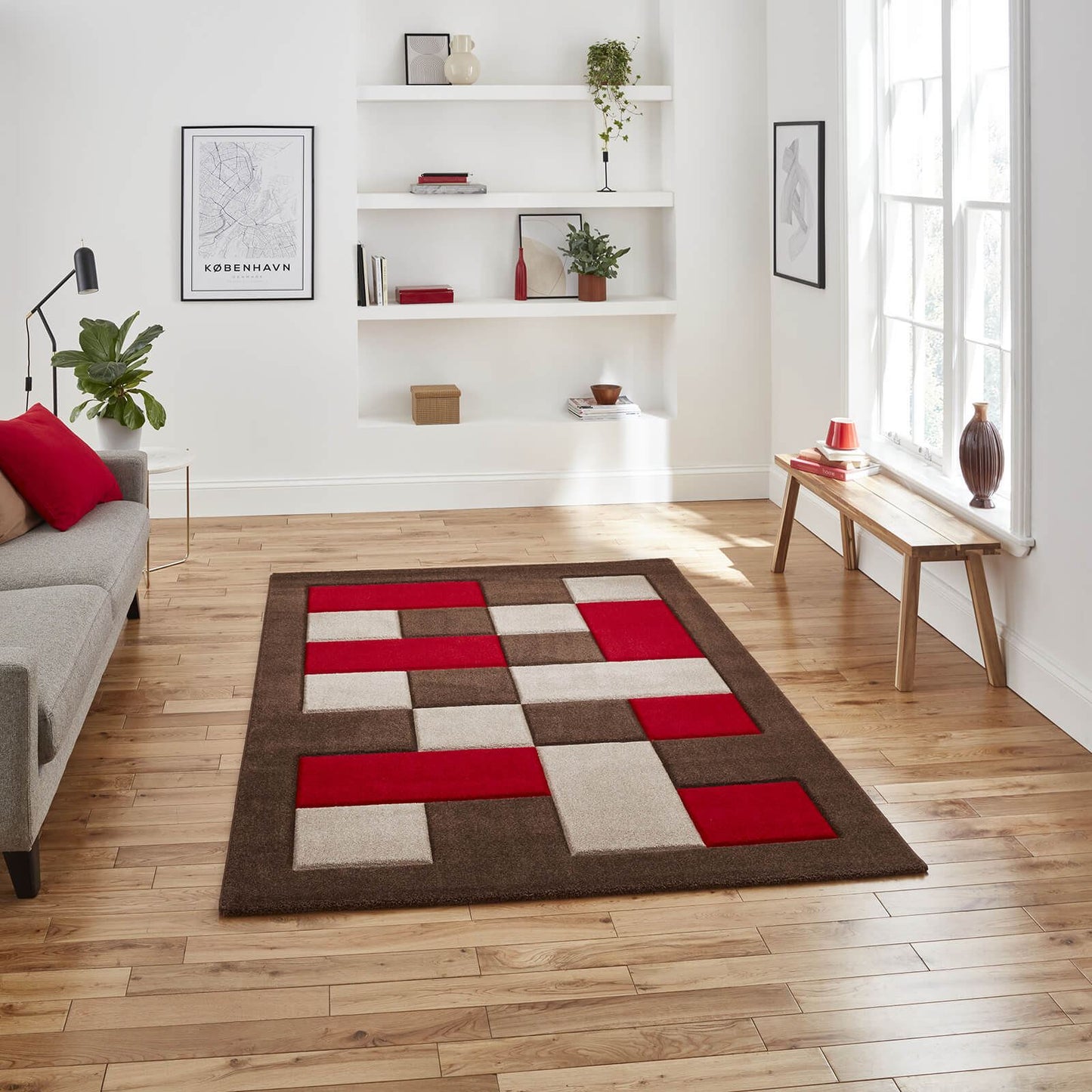 Brooklyn BRK04 (24368) Brown/Red Modern Rug