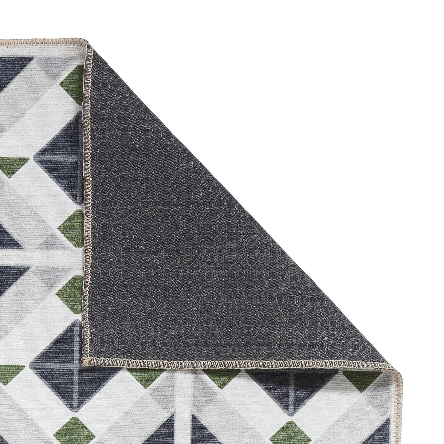 Victoria H1190 Grey/Green Washable Rug - 75 x 230cm Hall Runner