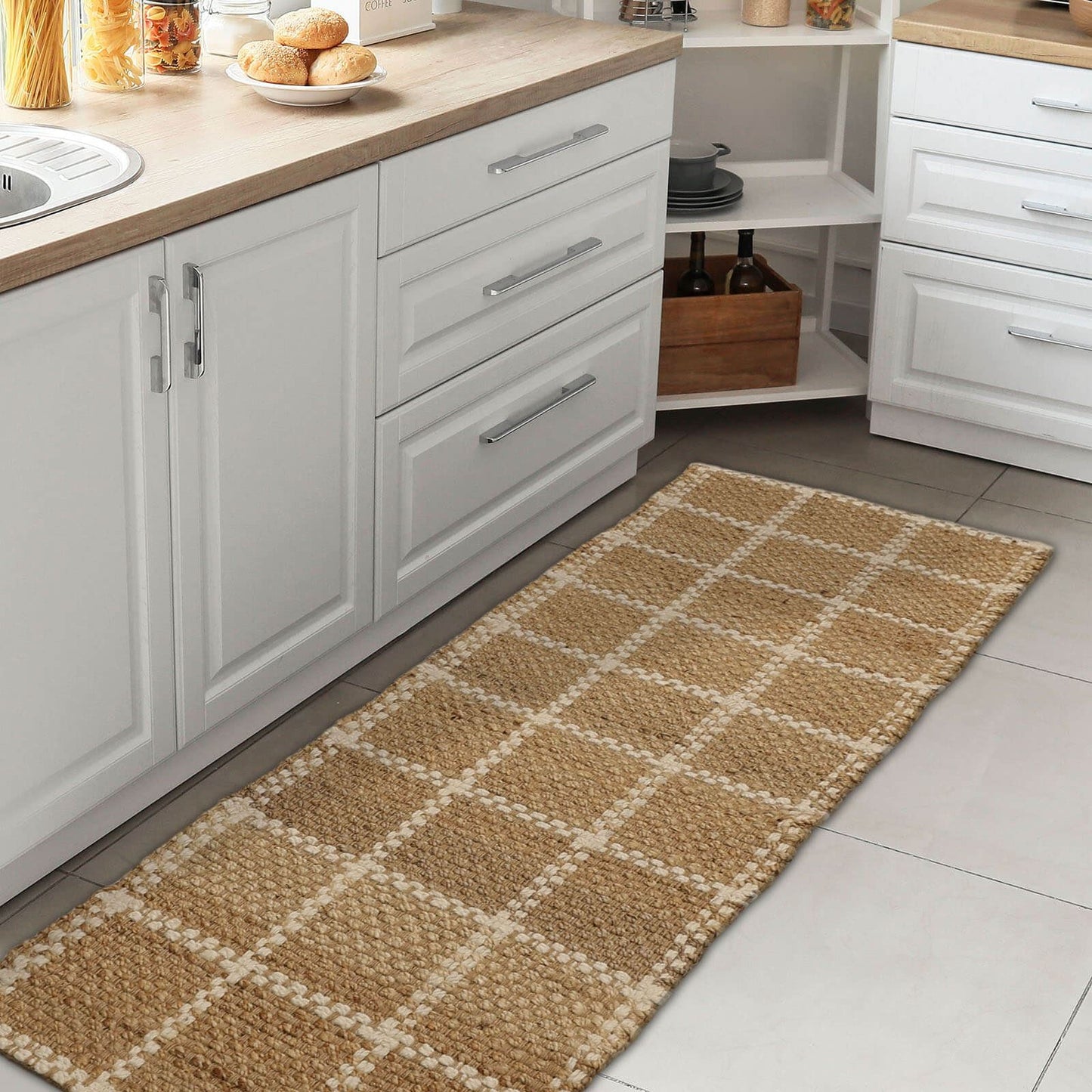 Jute Check Natural Rug