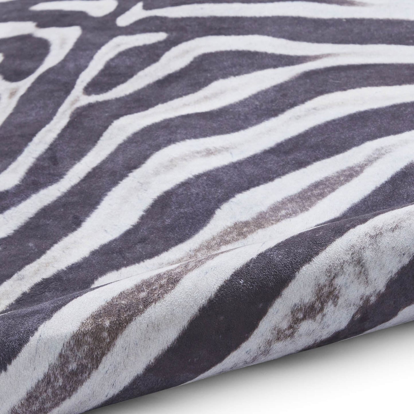 Faux Zebra Print Black/White Shaggy Rug