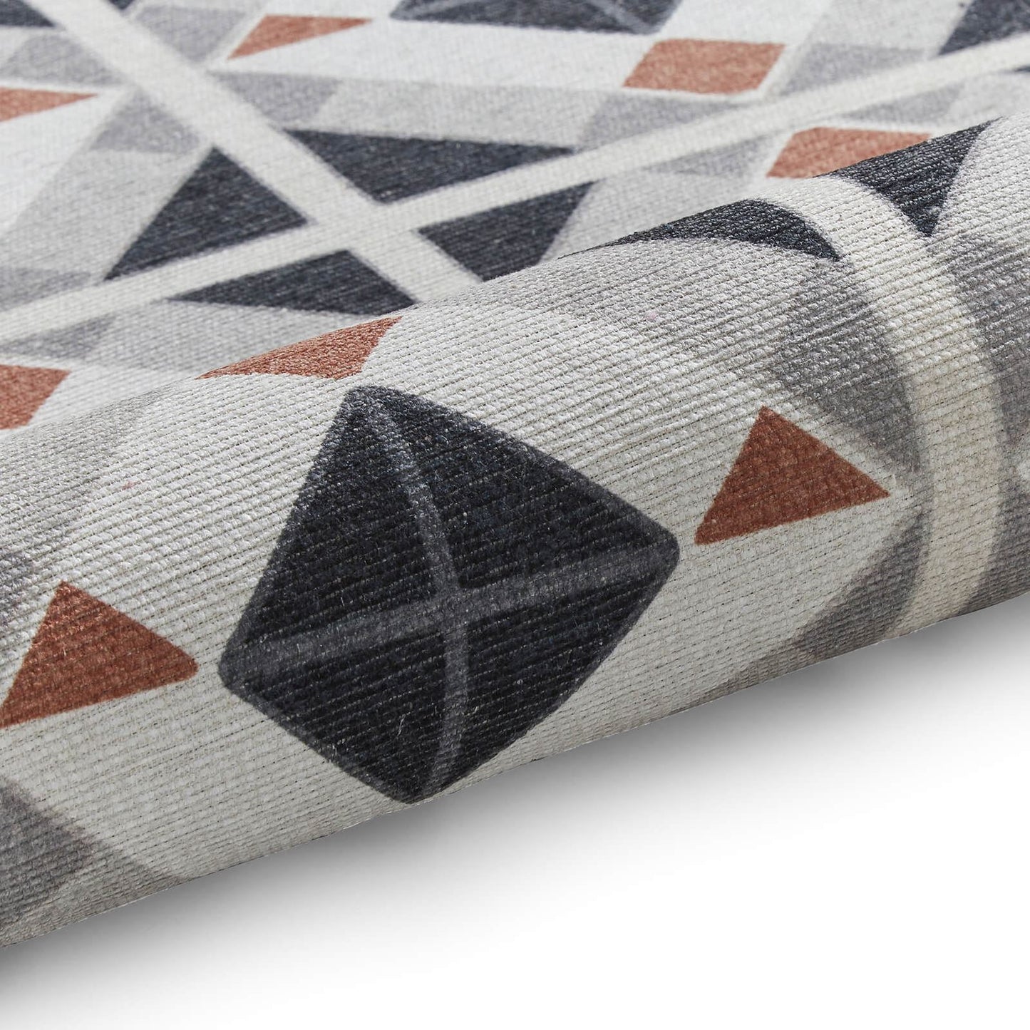 Victoria H1190 Grey/Orange Washable Rug - 75 x 230cm Hall Runner