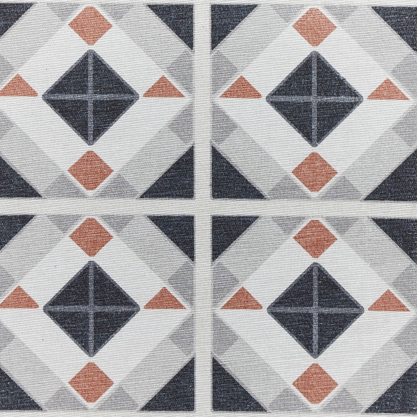 Victoria H1190 Grey/Orange Washable Rug - 75 x 230cm Hall Runner