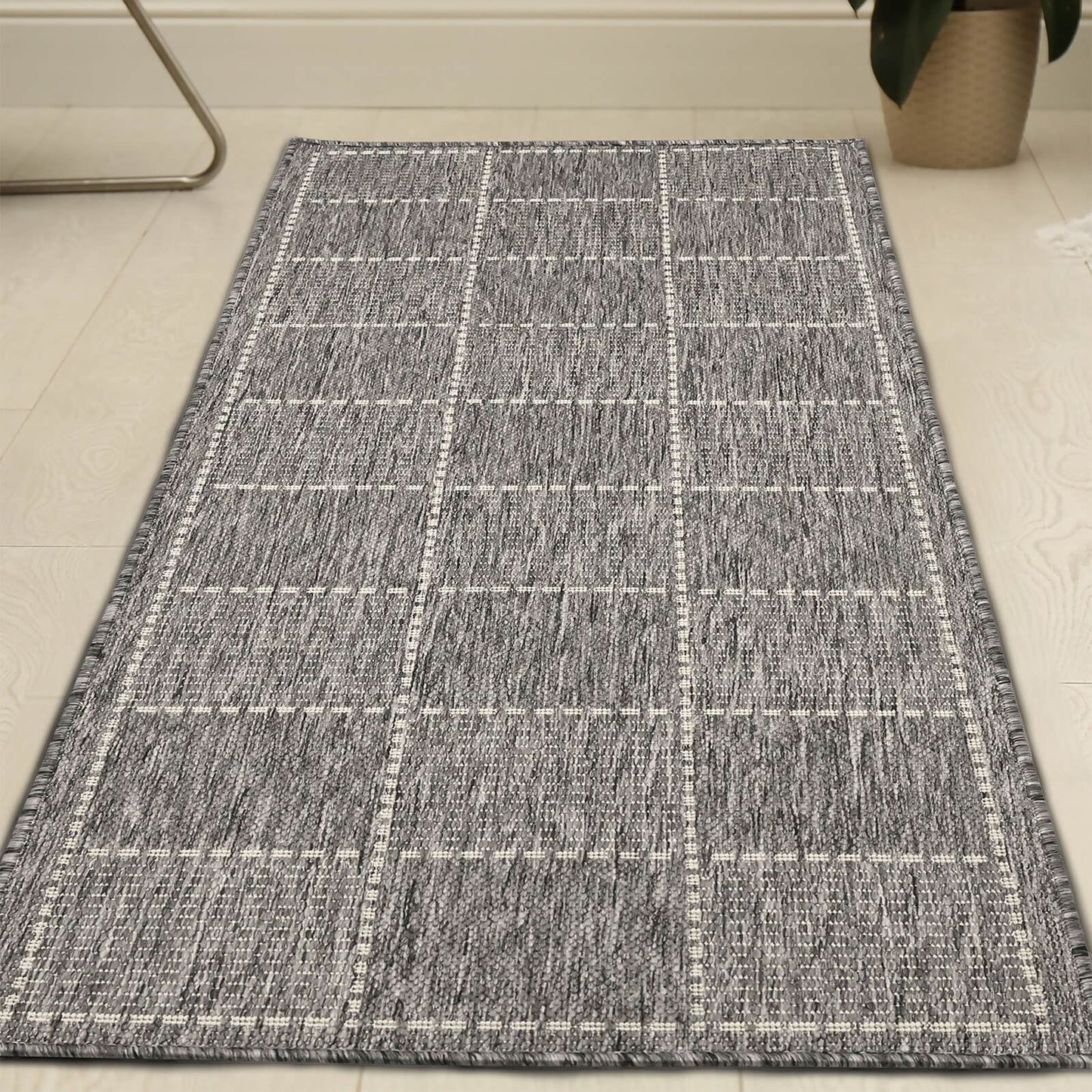 Flatweave Gel Check Latte Rug