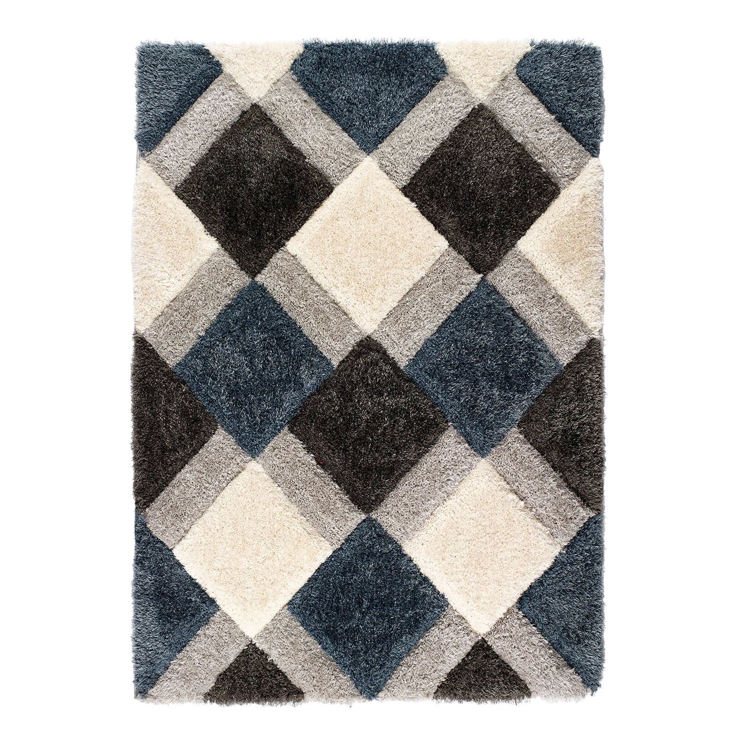 3D Geo Shaggy Blue Modern Rugs