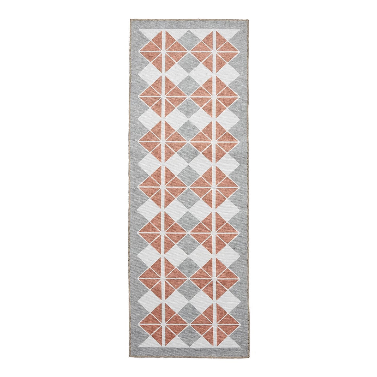 Victoria H1184 Grey/Orange Washable Rug - 75 x 230cm Hall Runner