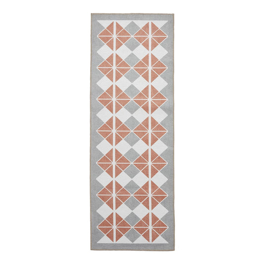 Victoria H1184 Grey/Orange Washable Rug - 75 x 230cm Hall Runner