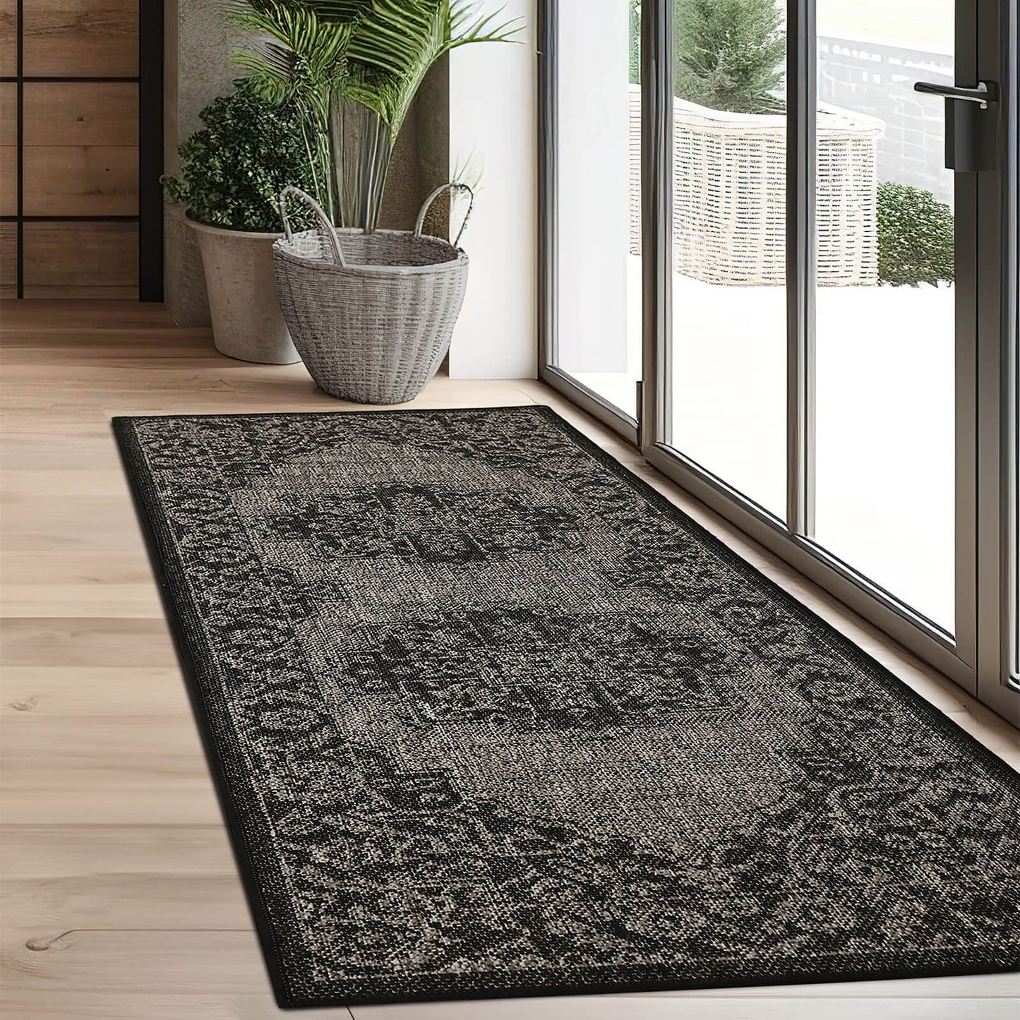 Flatweave Gel Medallion Black Rug