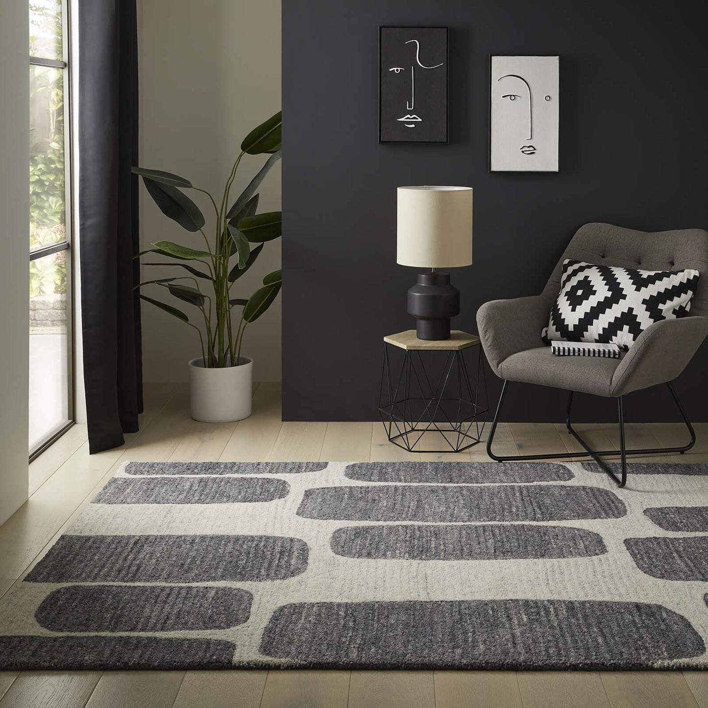 Vista Retro Modern Cream Rug