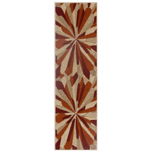 Portland 3337 E Abstract Red Rug - 060 X 230cm Hall Runner