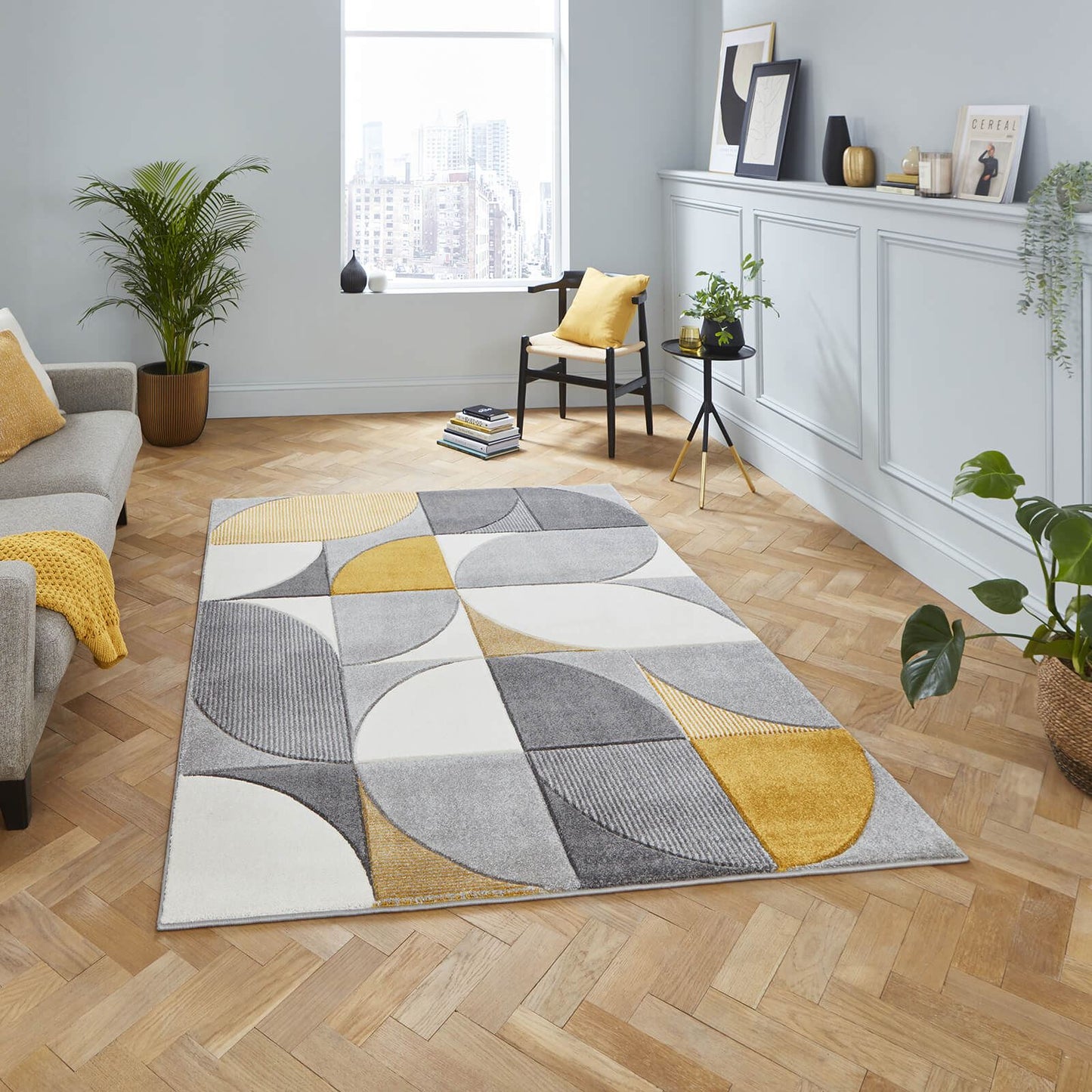 Matrix MT63 Grey/Yellow Modern Rug