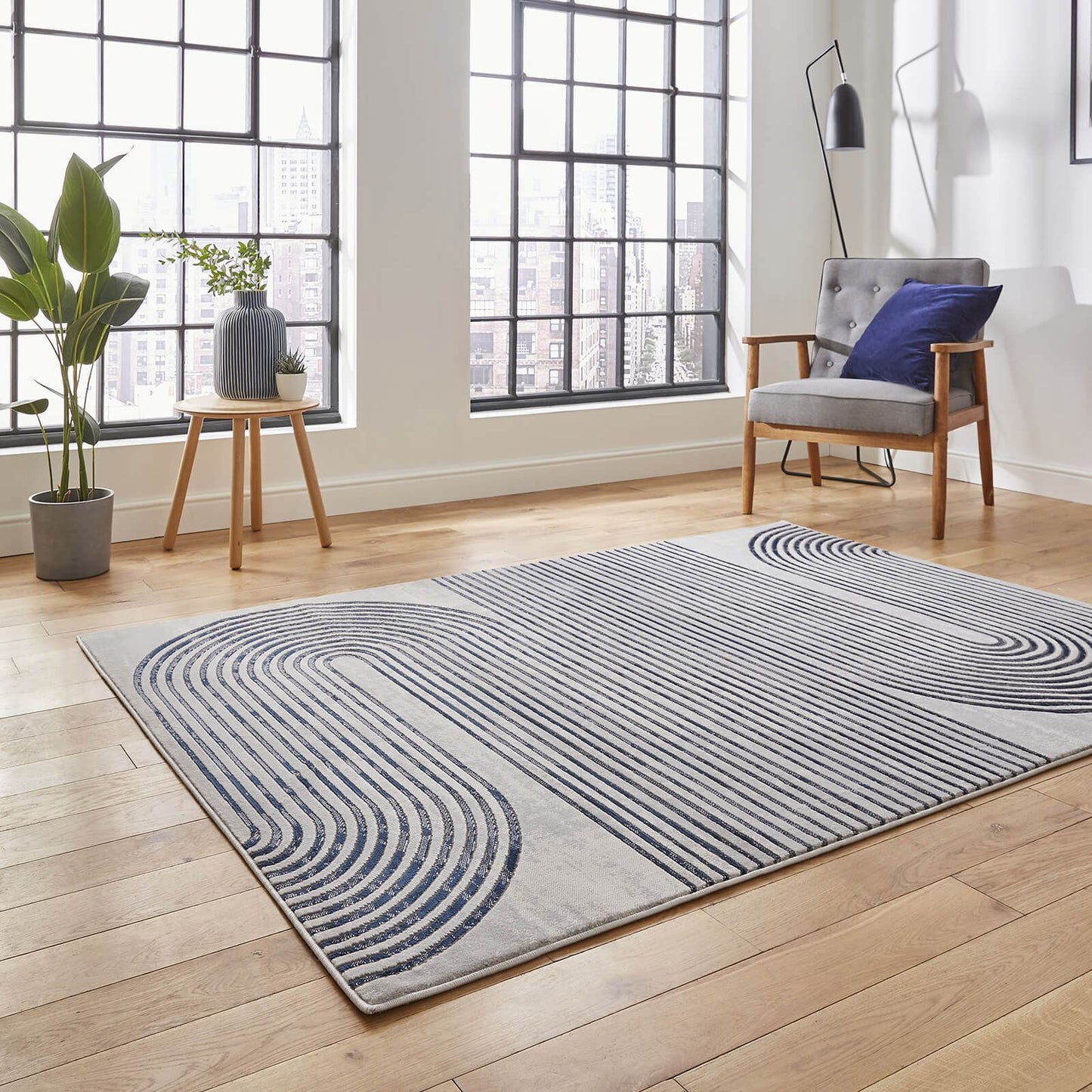 Apollo 2683 Grey/Navy Modern Rug