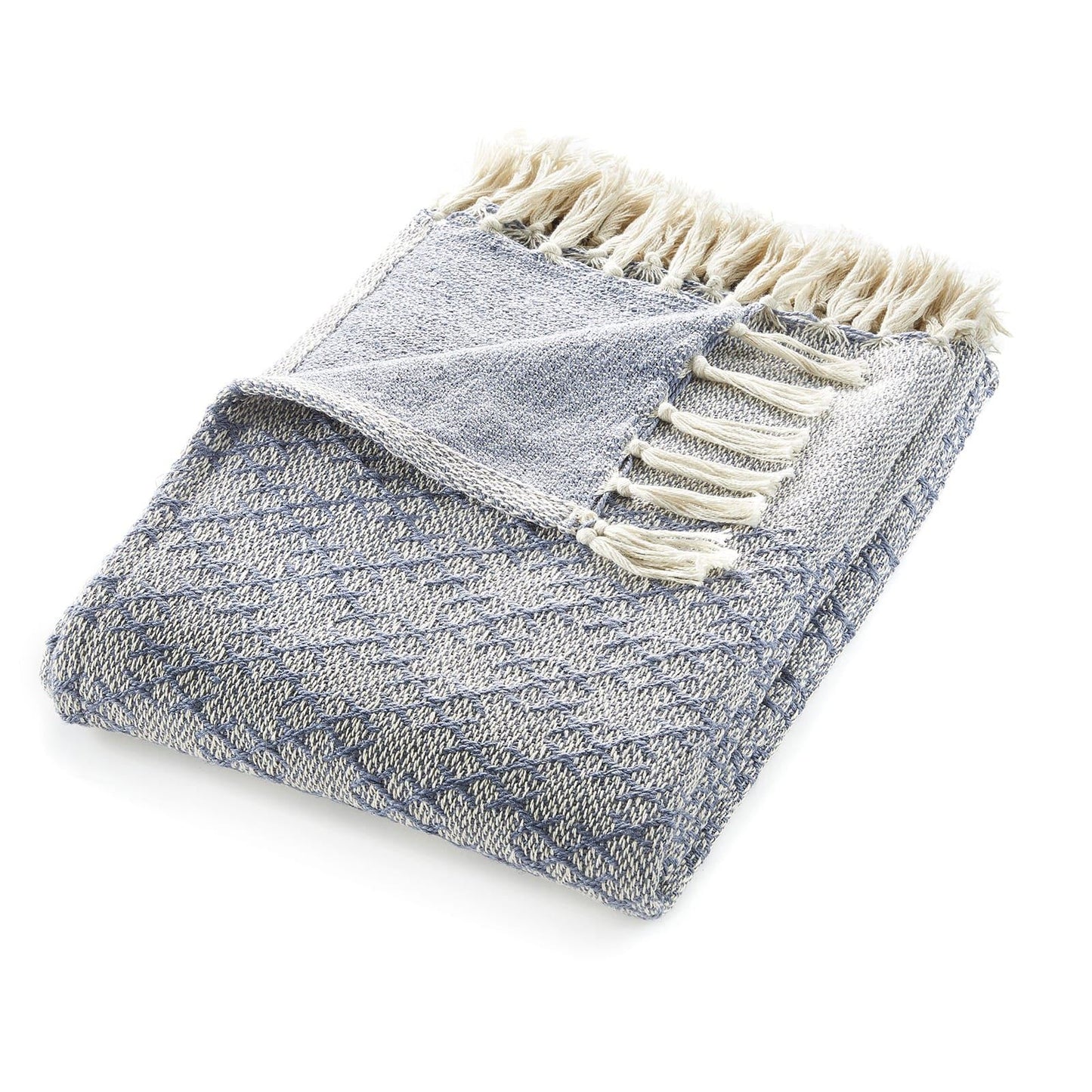 Hug Rug Woven Trellis Throw Denim Blue 130x180 Rug