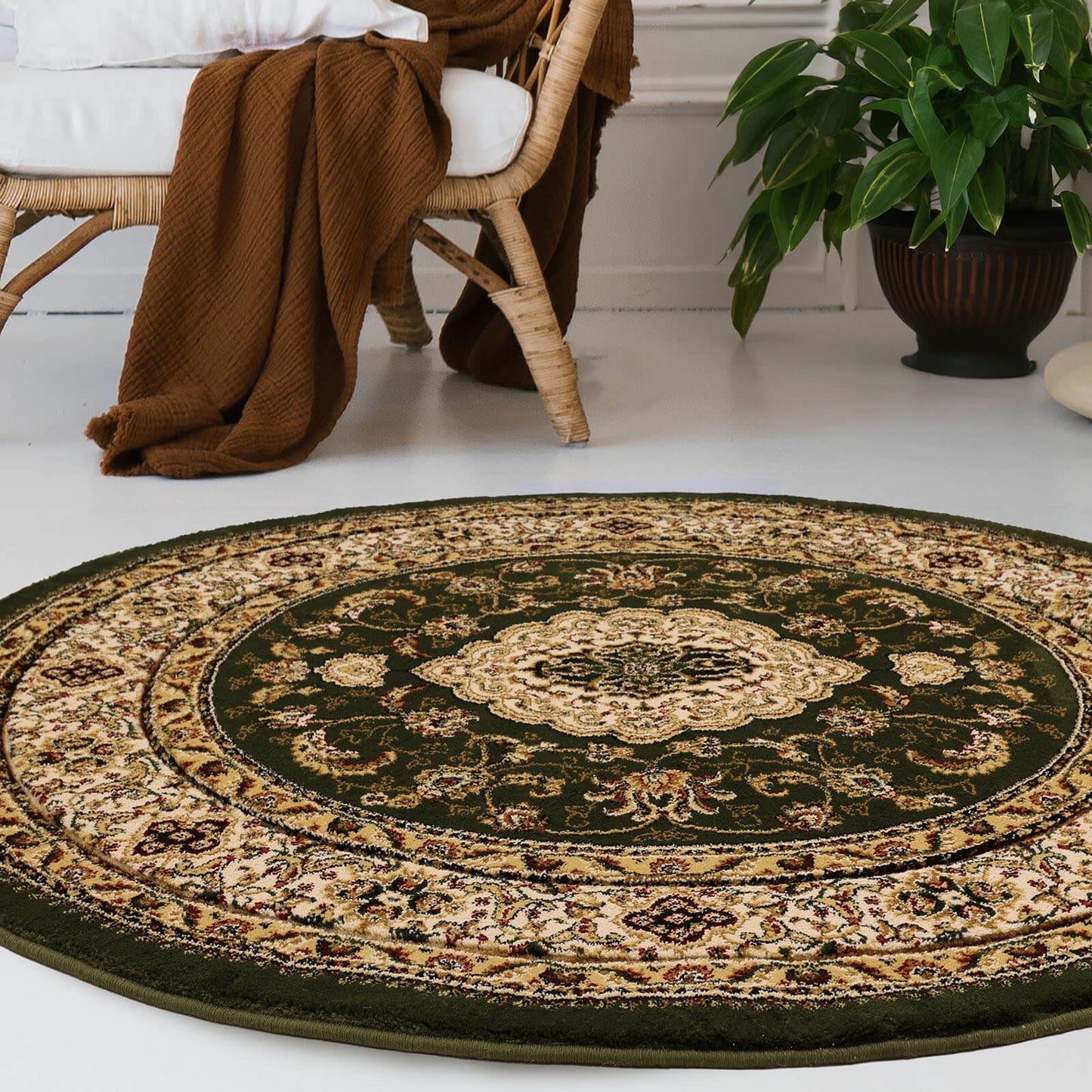 Victoria Traditional Green Classical Rug