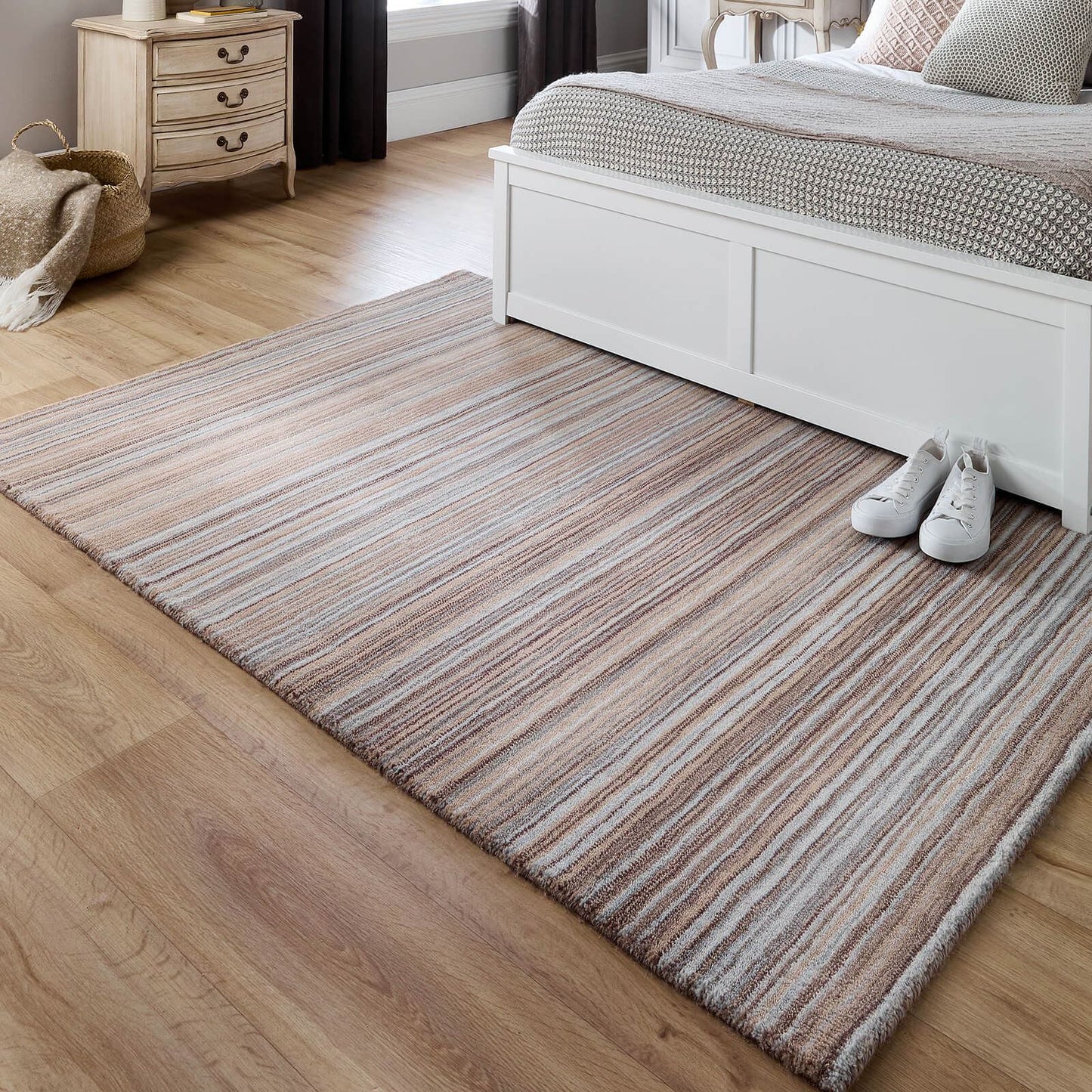 Fine Stripes Beige Modern Rugs