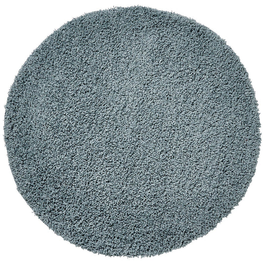 Think Rugs Contemporary Durable Stain Resistant Tufted Long Pile Plain Shaggy Round Rugs/Carpet Rugs, Teal Blue - 133 x 133cm