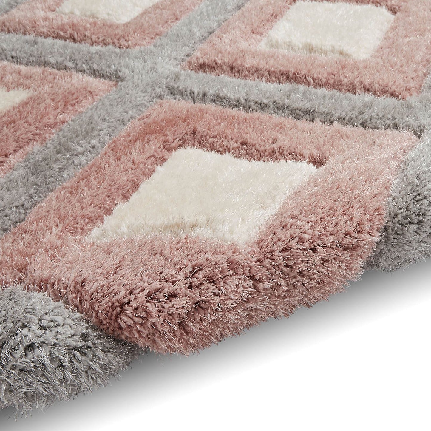 Olympia GR224 Grey/Pink Shaggy Rug