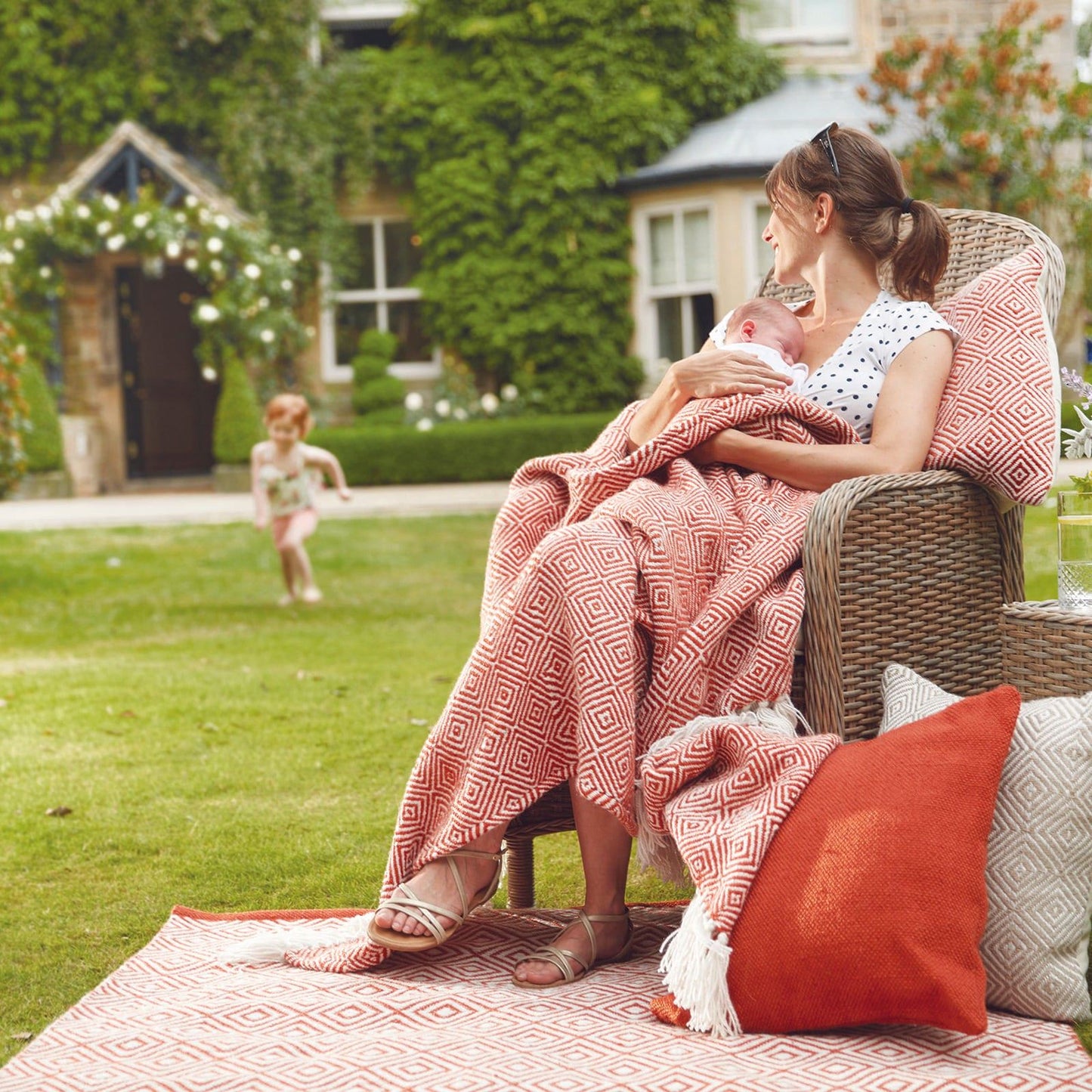 Hug Rug Woven Diamond Rug Rust Rug