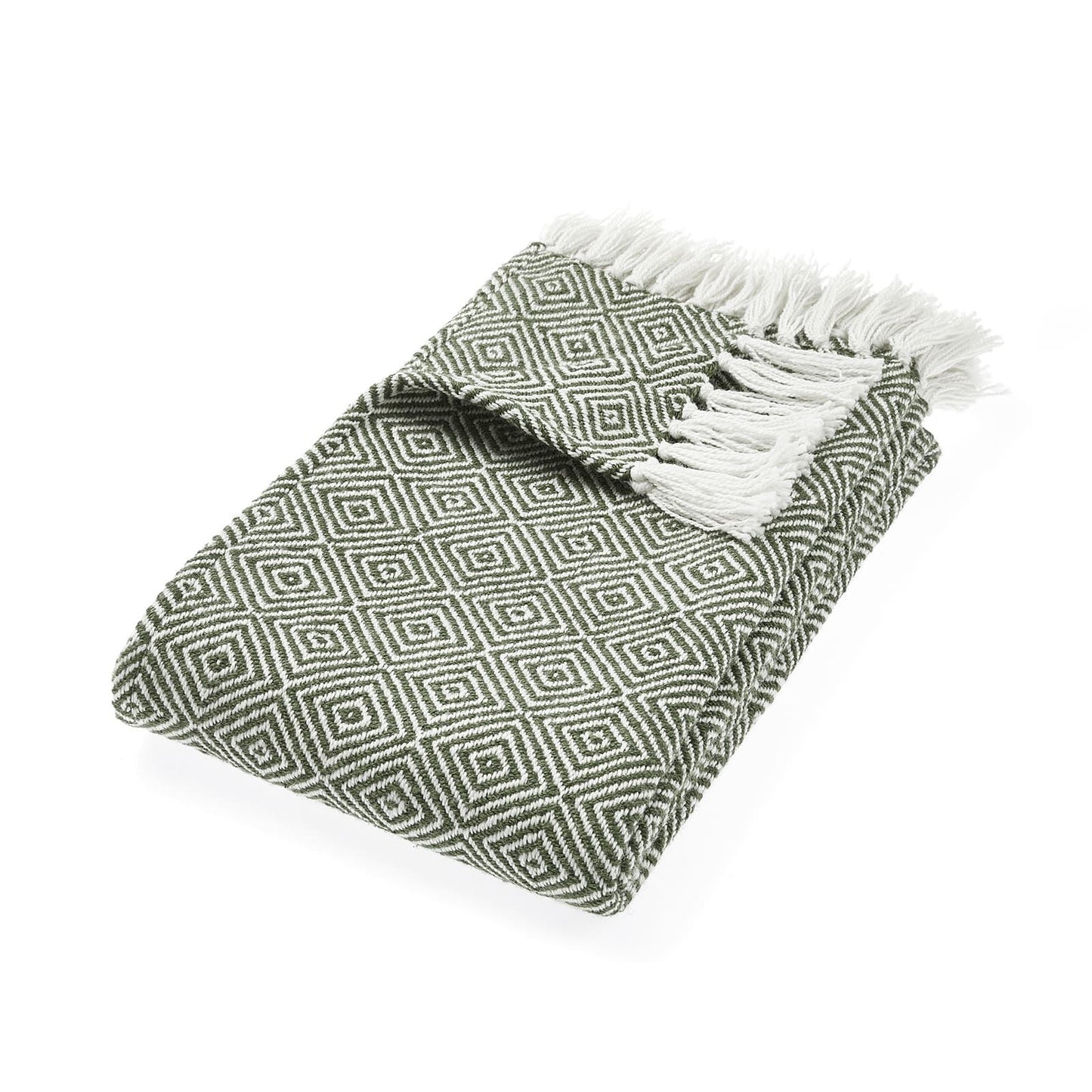 Hug Rug Woven Diamond Throw Dark Green 130X180 Rug