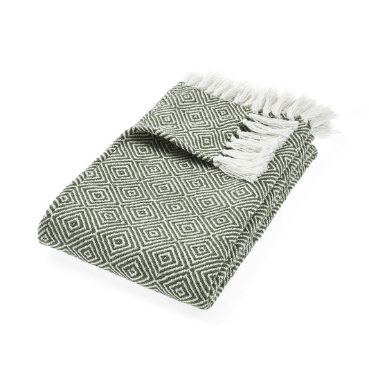 Hug Rug Woven Diamond Throw Dark Green 130X180 Rug