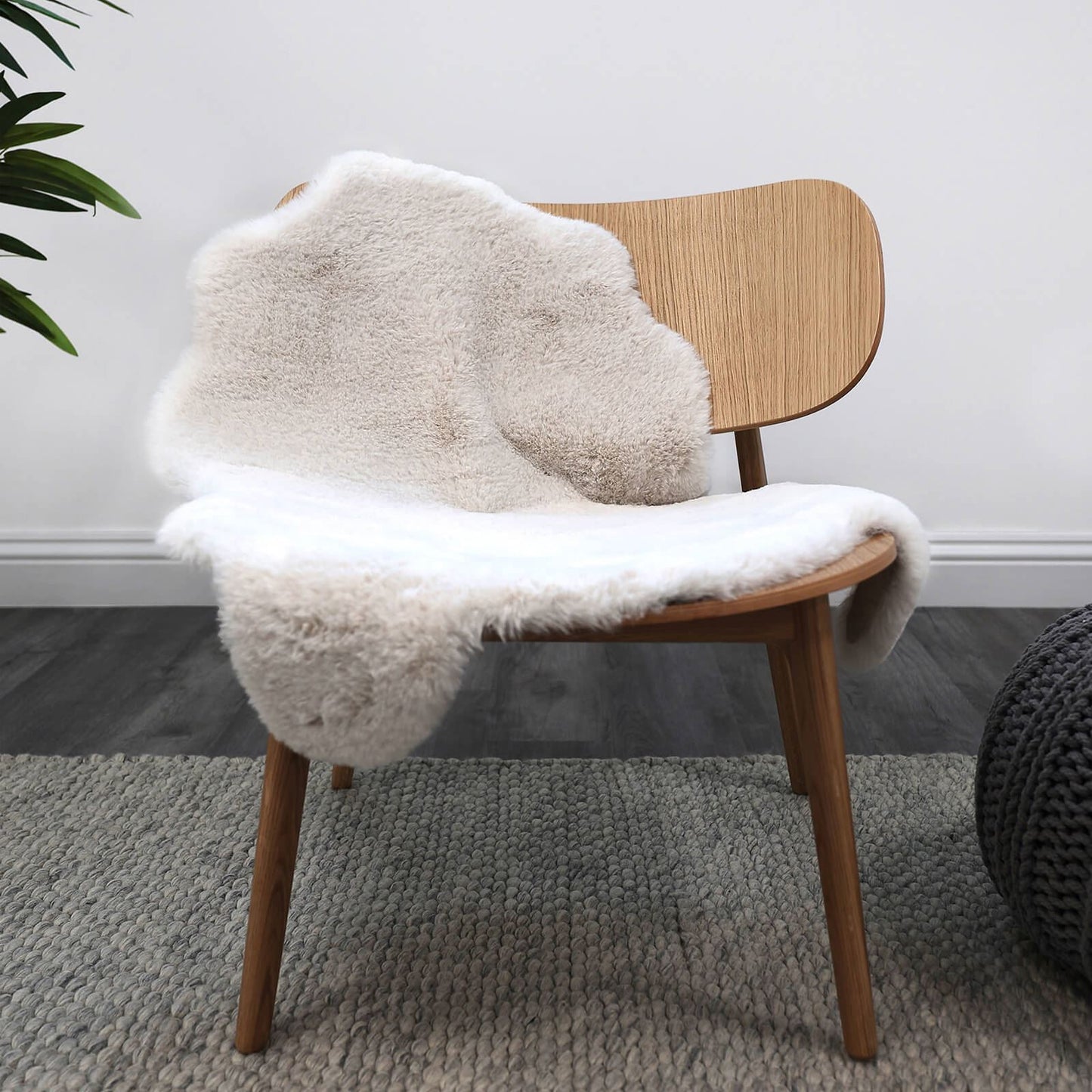 Luxury Faux Fur Ivory Plain Rug