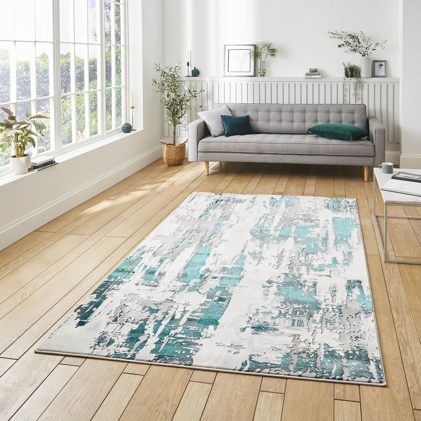 Apollo GR579 Grey/Green Modern Rug