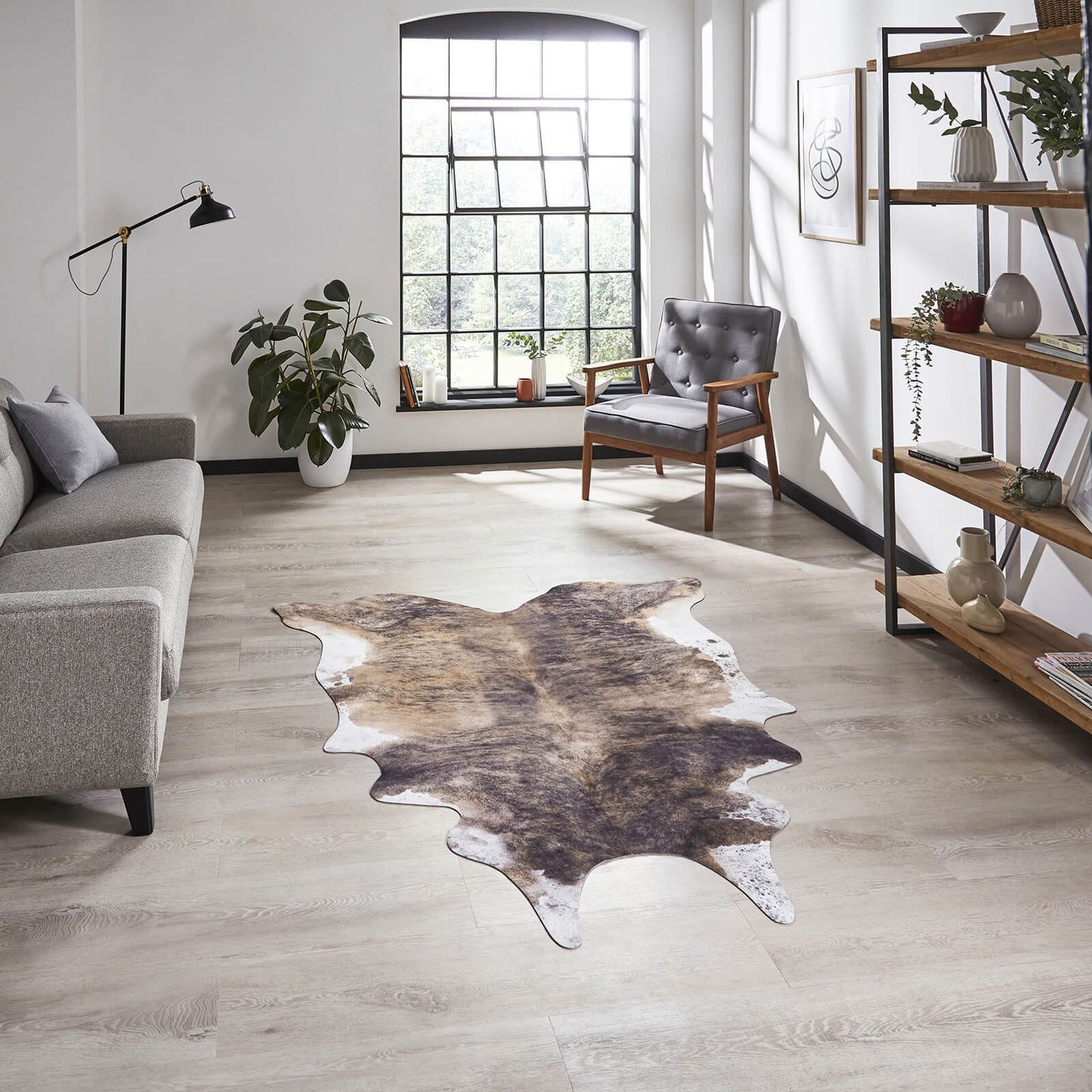 Faux Cow Print Brown/White Shaggy Rug