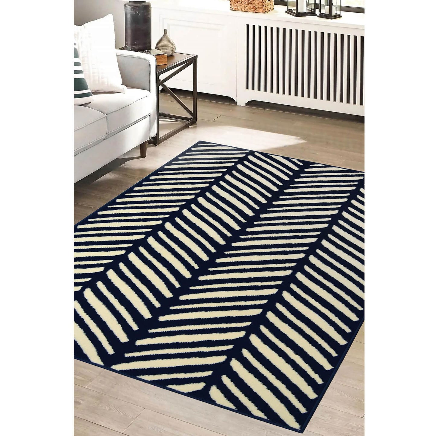 Maestro Herringbone Navy Contemporary Rug