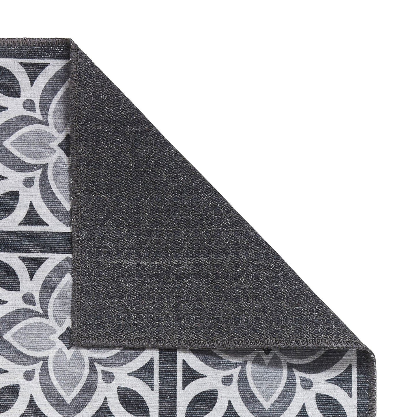 Victoria H1191 Grey/Yellow Washable Rug - 75 x 230cm Hall Runner