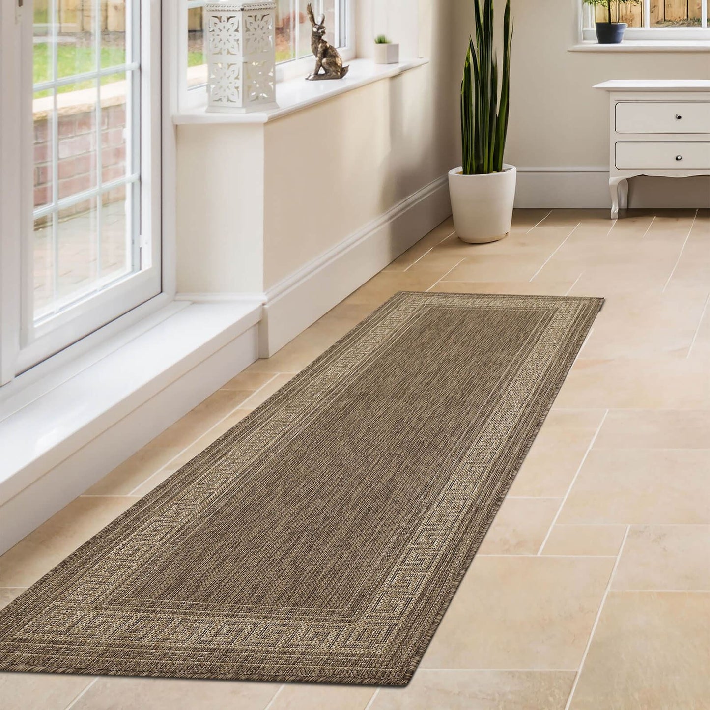 Flatweave Gel Greek Key Latte Rug