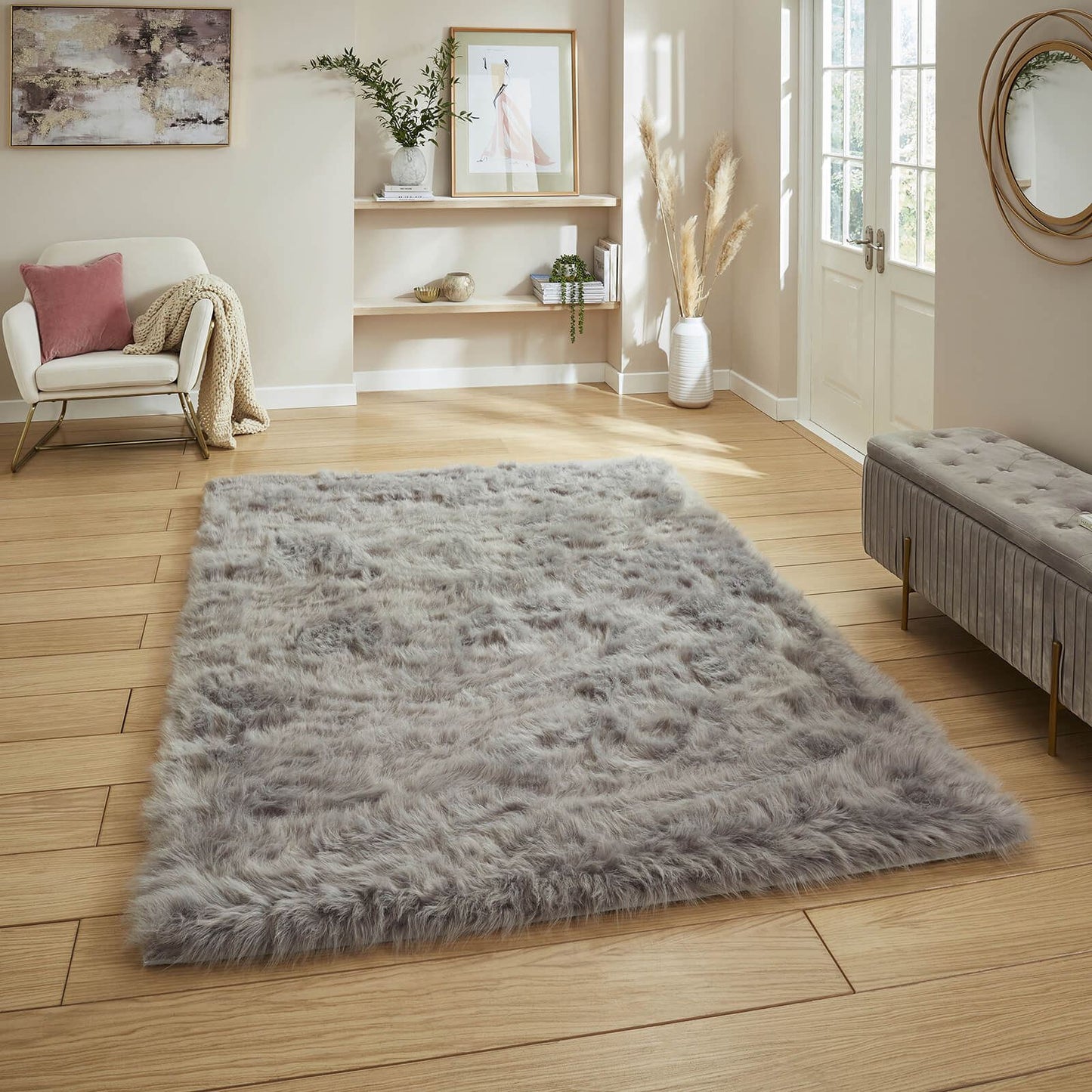 Polar Plush Grey Soft Shaggy Rug - 160 x 220cm (5ft 3" x 7ft 3")