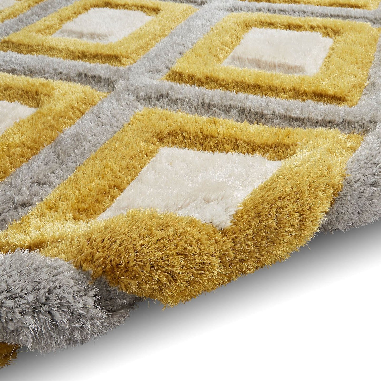 Olympia GR224 Grey/Yellow Shaggy Rug