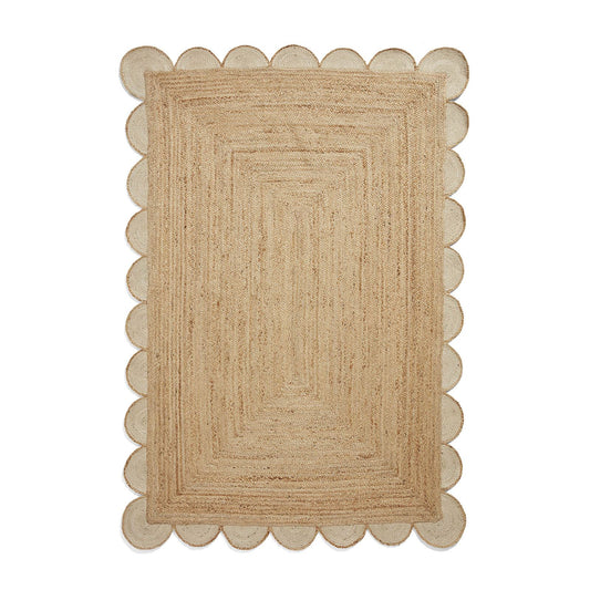 Savannah Jute Scallop Natural Rug - 200 x 290cm (6ft 6" x 9ft 6")