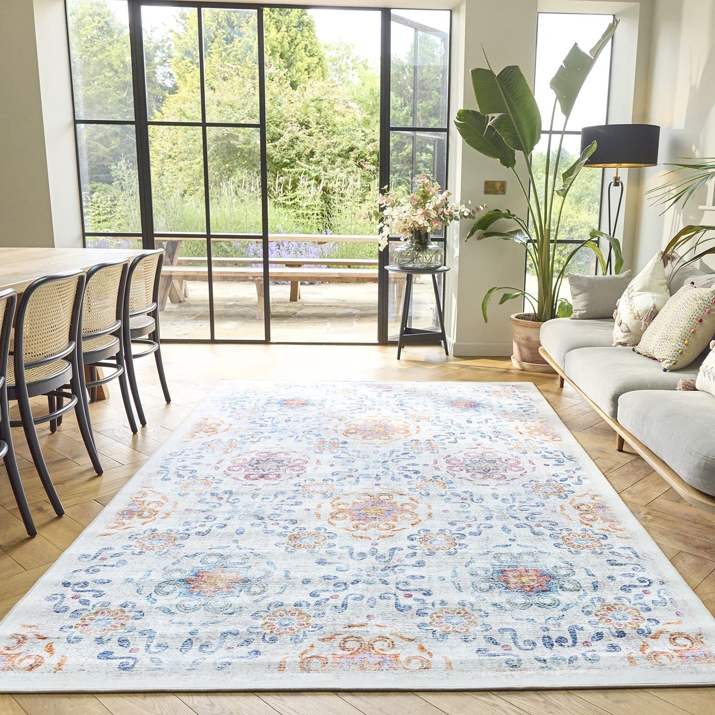 Hug Rug Eco-Washable Modern Damask Rug