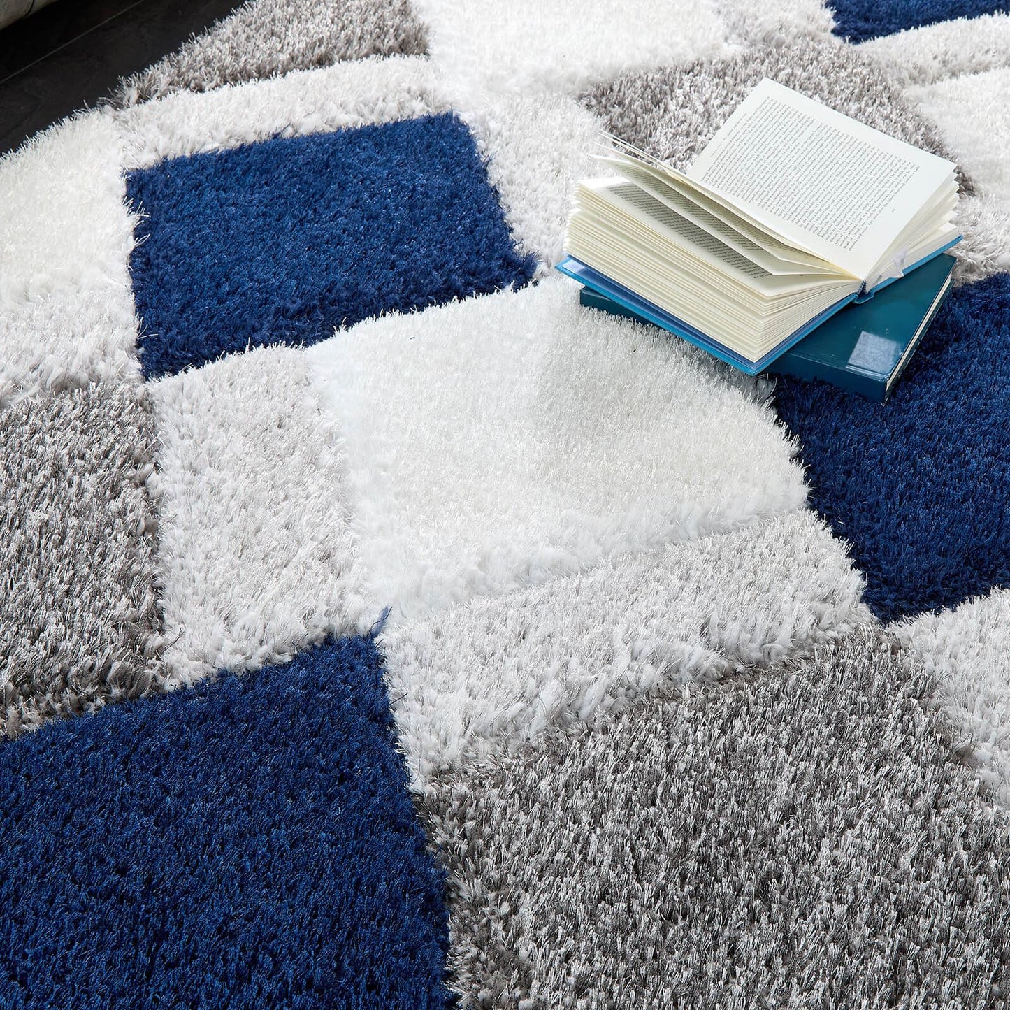 Origins 3D GEO Shaggy Navy Rug