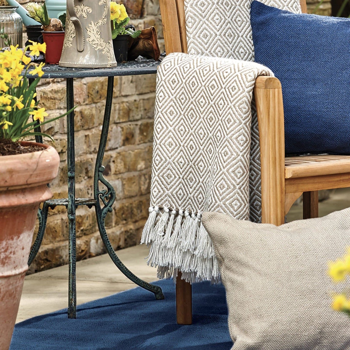 Hug Rug Woven Diamond Throw Natural 130X180 Rug