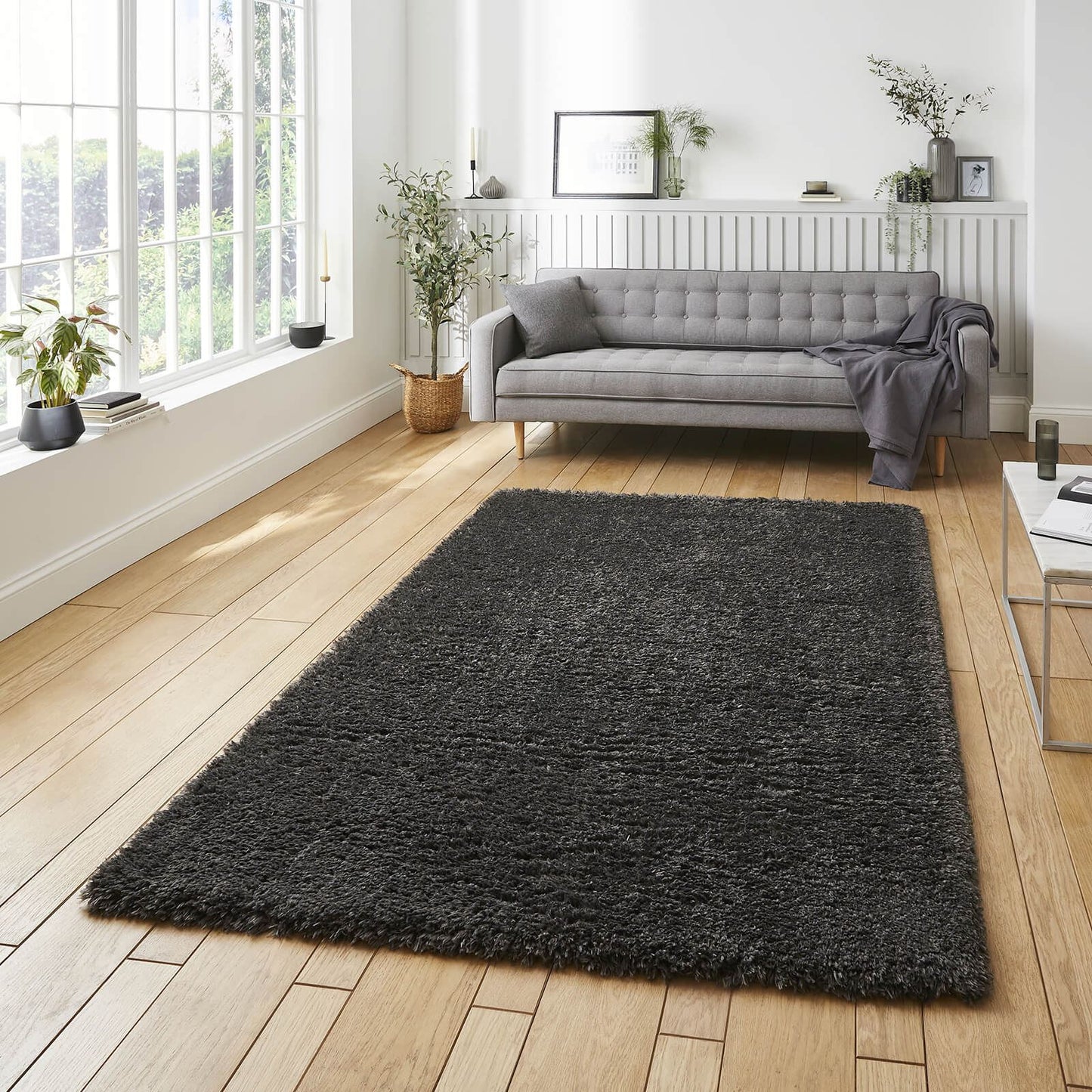 Solace 0961 Charcoal Shaggy Rug