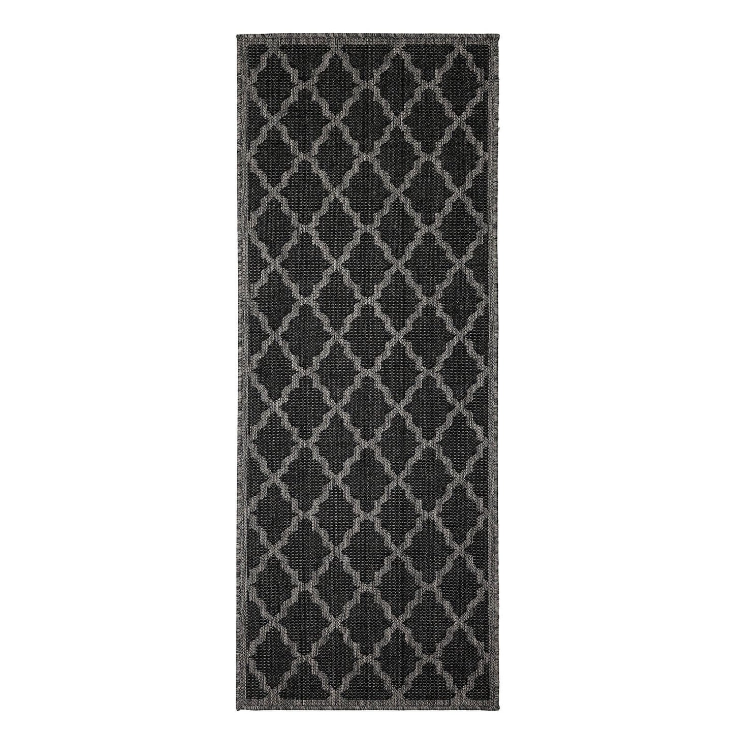 Flatweave Gel Trellis Black Rug