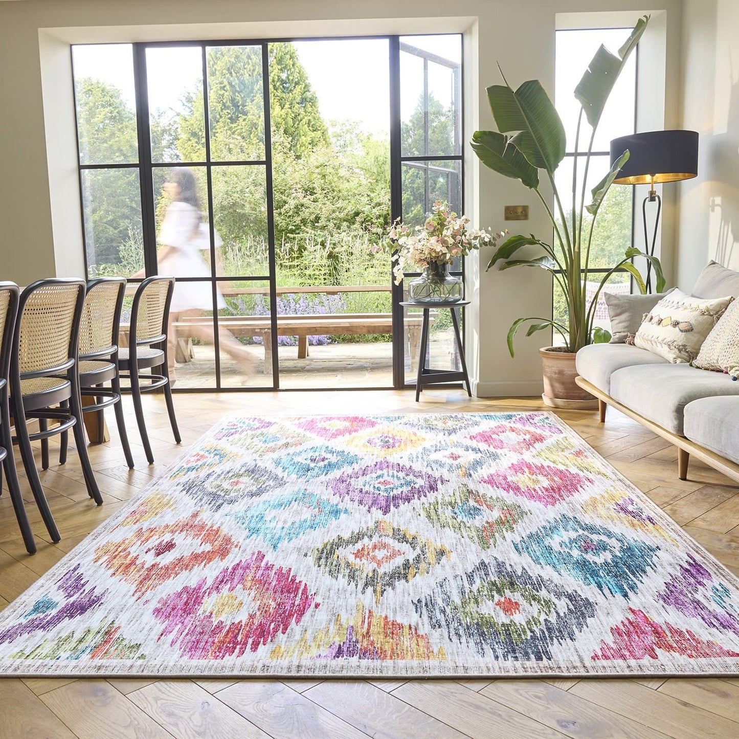 Hug Rug Eco-Washable Painted Ikat Rug