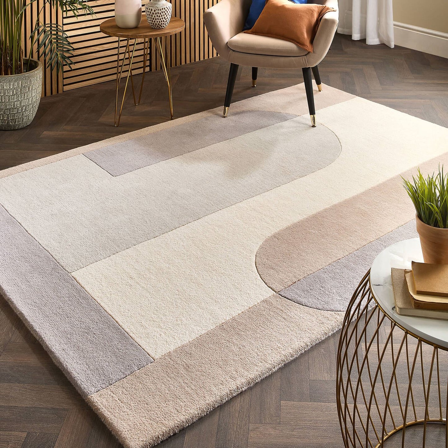 Bevel Cream Grey Plain Rugs