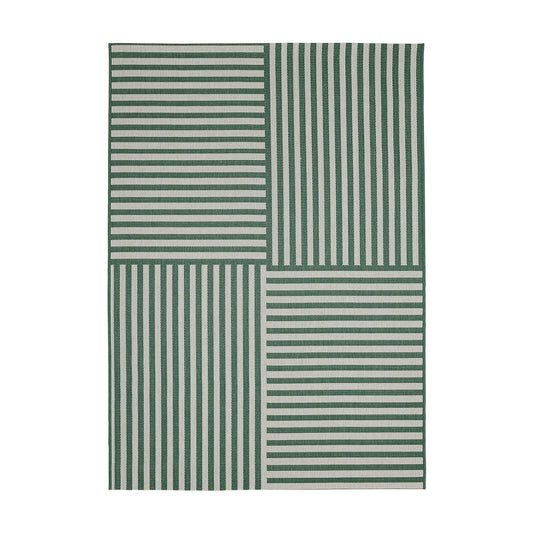 County Multi Stripe Green Geo Rug