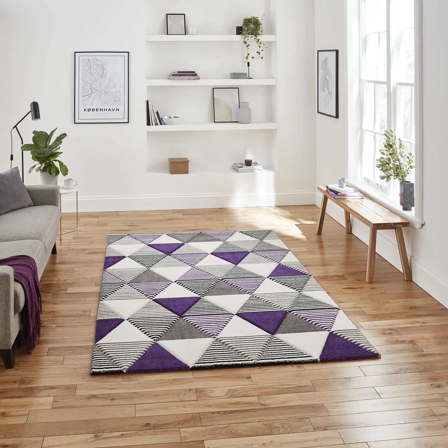 Brooklyn BRK15 (24369) Grey/Purple Modern Rug