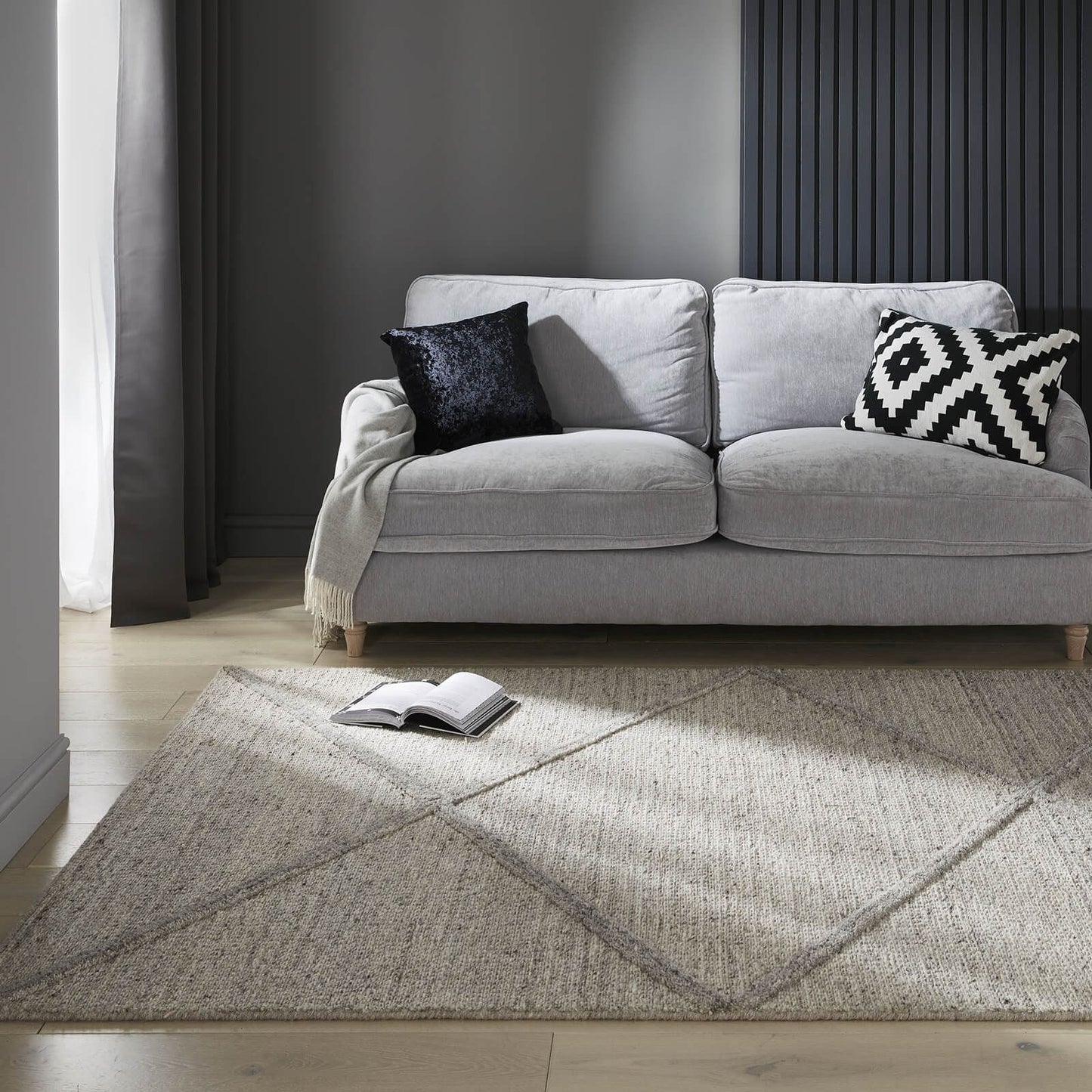 Stellar Checker Textured Natural Rug
