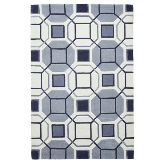 Modern Hong Kong 9238 Geometric Design Ivory Grey 120 X 170Cm Rug