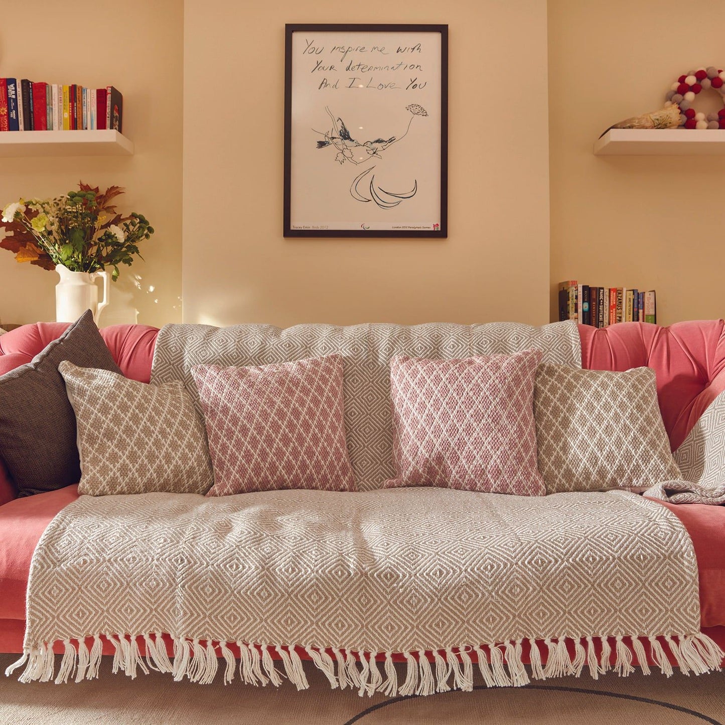 Hug Rug Woven Diamond Throw Natural 130X180 Rug