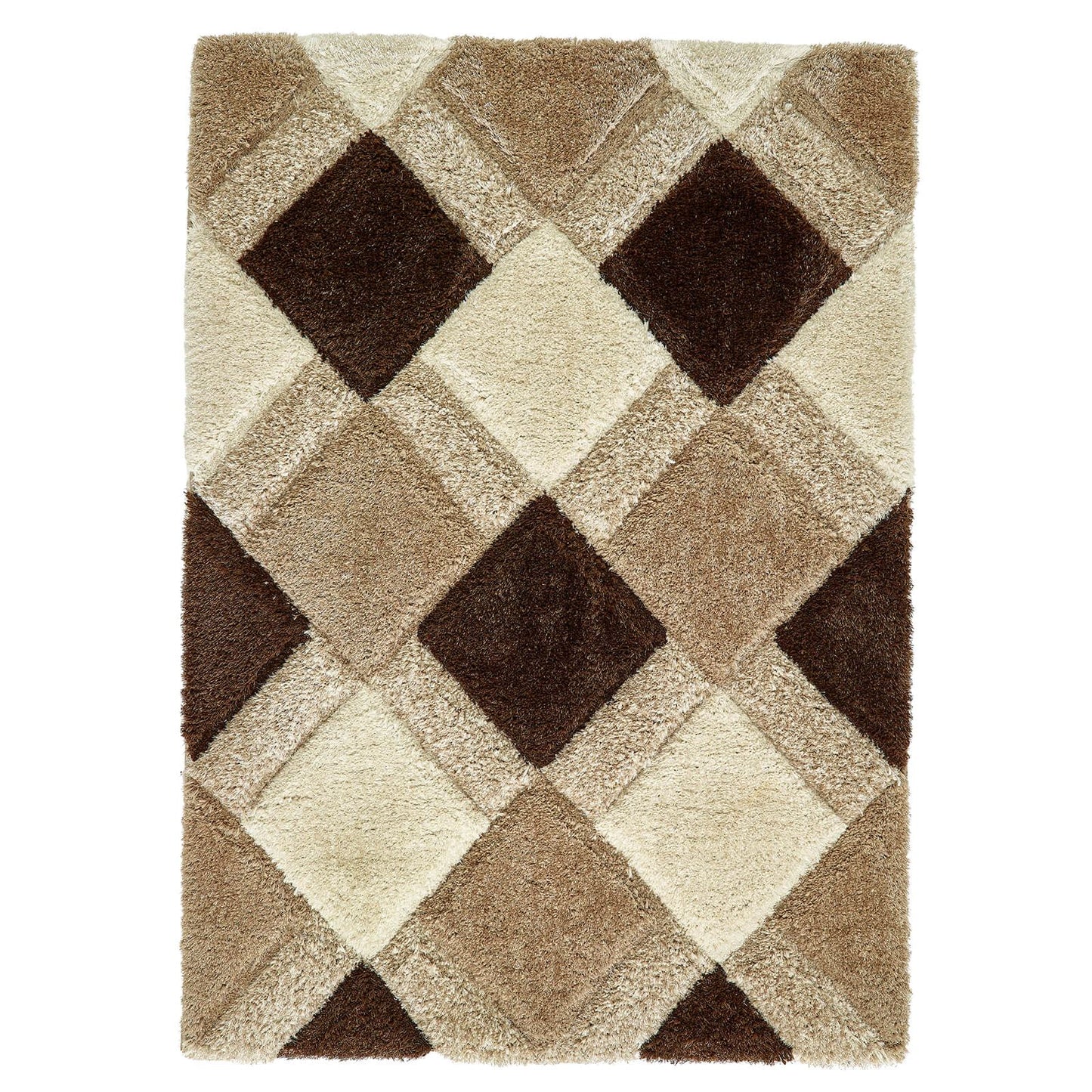 3D Geo Shaggy Beige Modern Rugs