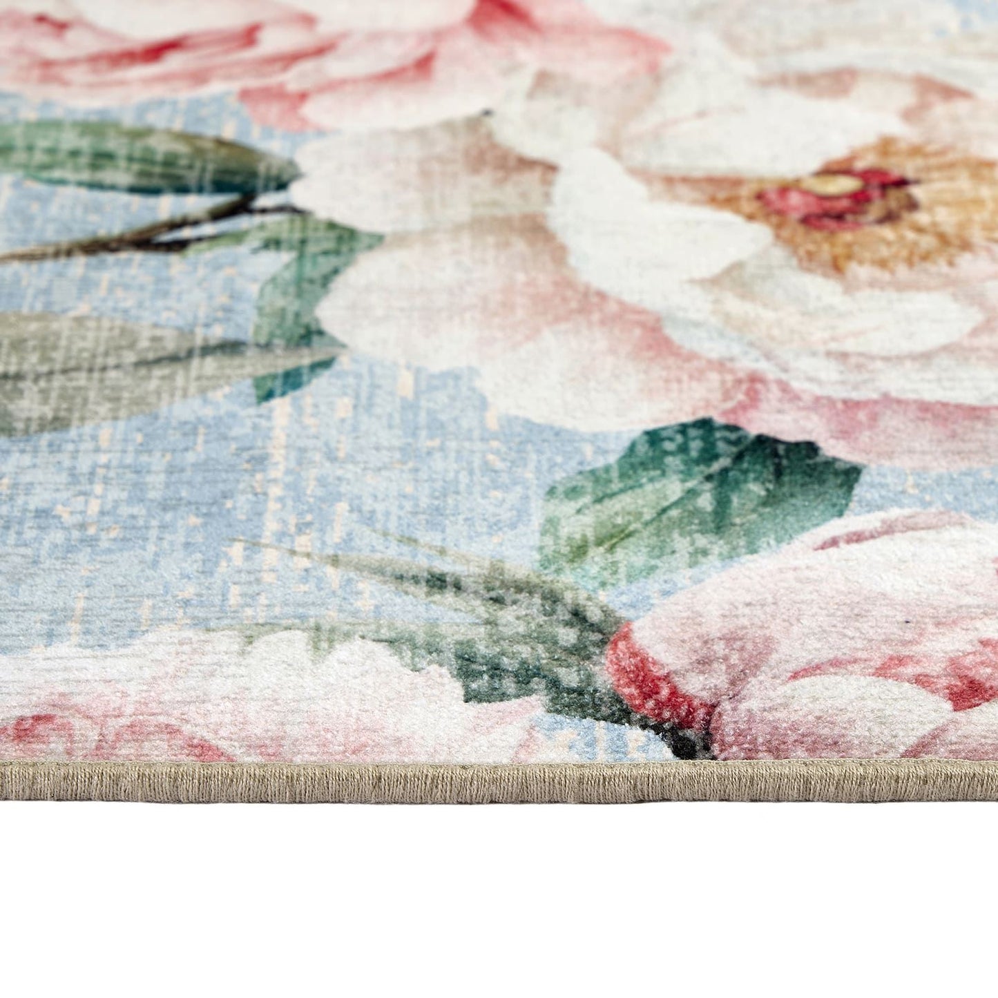 Hug Rug Eco-Washable Blooming Peonies Powder Blue Rug