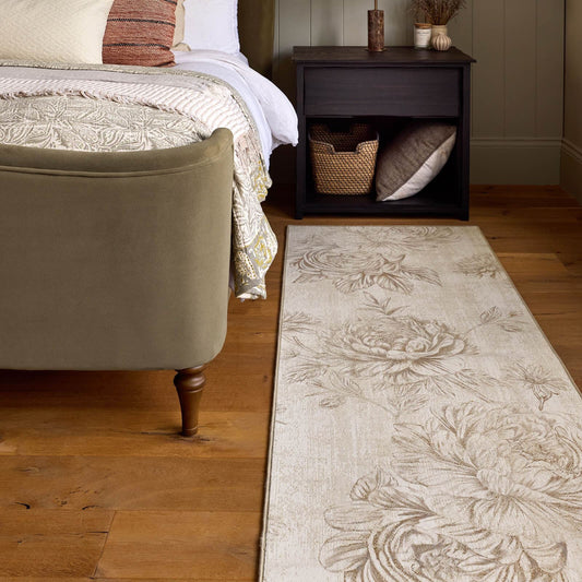 Hug Rug Eco-Washable Muted Floral Beige 75x220