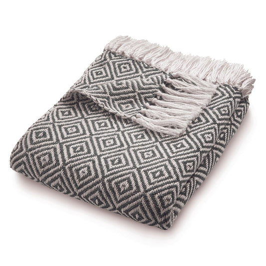 Hug Rug Woven Diamond Throw Warm Grey 130X180 Rug